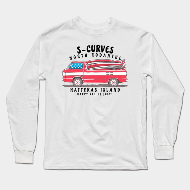 S-Curves Rodanthe, NC Summer Sunglasses on the Fourth Long Sleeve T-Shirt by Contentarama